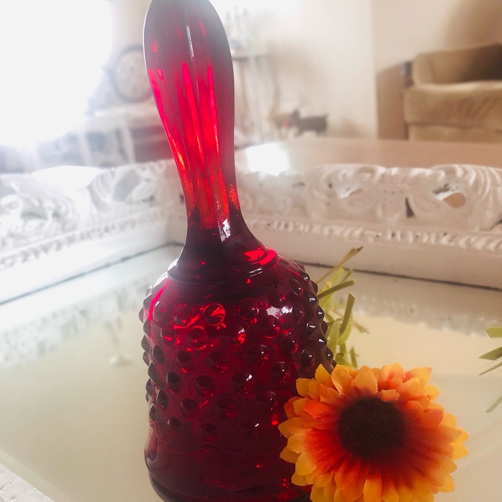 Fenton Hobnail ruby red bell. Beautiful